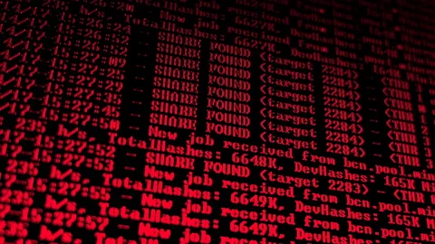 Mining Cryptocurrency process program on display PC. Using Software. Share Found Stock Footage 86832500