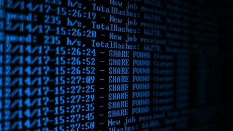 Mining Cryptocurrency process program on display PC. Using Software. Share Found Video stock 86836670