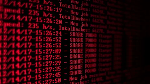 Mining Cryptocurrency process program on display PC. Using Software. Share Found Stock Footage 86840561