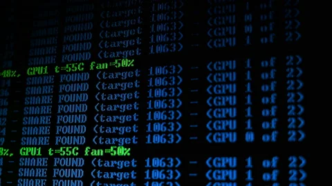 Mining Cryptocurrency process program on display PC. Using Software. Share Found Stock Footage 86851996
