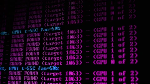 Mining Cryptocurrency process program on display PC. Using Software. Share Found Stock Footage 86855955