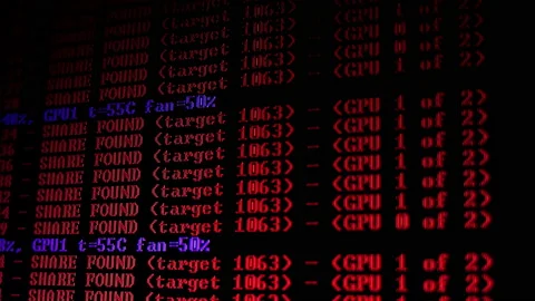 Mining Cryptocurrency process program on display PC. Using Software. Share Found Stock Footage 86857253