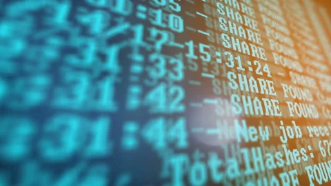 Mining Cryptocurrency process program on display PC. Using Software. Share Found Stock Footage 86943128