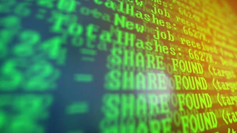 Mining Cryptocurrency process program on display PC. Using Software. Share Found Stock Footage 86944723