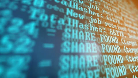 Mining Cryptocurrency process program on display PC. Using Software. Share Found Stock Footage 87208636