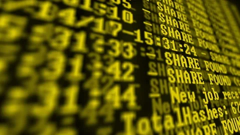 Mining Cryptocurrency process program on display PC. Using Software. Share Found Video stock 87221488