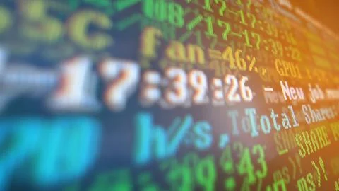 Mining Cryptocurrency process program on display PC. Using Software. Share Found 写真素材