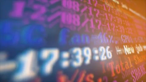 Mining Cryptocurrency process program on display PC. Using Software. Share Found Foto stock