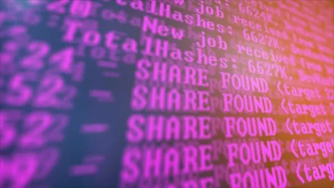 Mining Cryptocurrency process program on display PC. Using Software. Share Found 写真素材