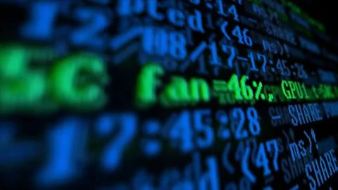 Mining Cryptocurrency process program on display PC. Using Software. Share Fo Foto stock