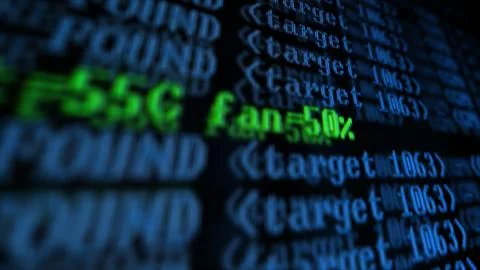 Mining Cryptocurrency process program on display PC. Using Software. Share Fo Foto stock