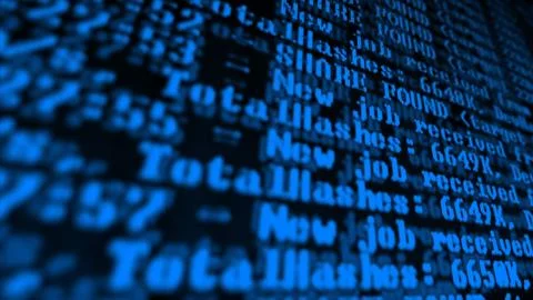 Mining Cryptocurrency process program on display PC. Using Software. Share Fo Stock Photos