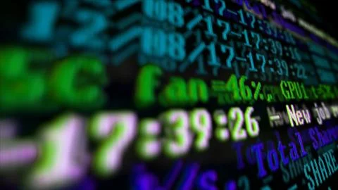 Mining Cryptocurrency process program on display PC. Using Software. Share Fo Foto stock