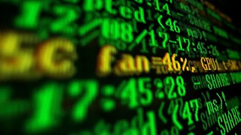 Mining Cryptocurrency process program on display PC. Using Software. Share Fo Foto stock