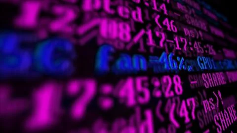 Mining Cryptocurrency process program on display PC. Using Software. Share Fo Foto stock