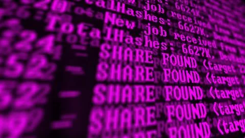 Mining Cryptocurrency process program on display PC. Using Software. Share Fo 库存照片