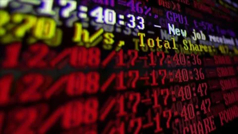 Mining Cryptocurrency process program on display PC. Using Software. Share Fo Foto stock