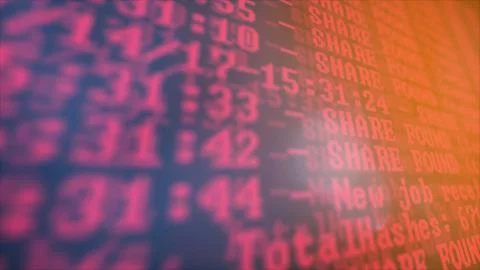 Mining Cryptocurrency process program on display PC. Using Software. Share Fo Foto stock