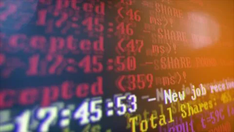 Mining Cryptocurrency process program on display PC. Using Software. Share Fo 写真素材