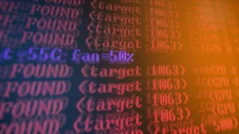 Mining Cryptocurrency process program on display PC. Using Software. Share Fo Foto stock