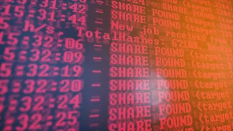 Mining Cryptocurrency process program on display PC. Using Software. Share Fo Stock-Fotos