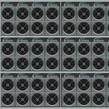 Mining cryptocurrency using asic computers in group イラスト素材