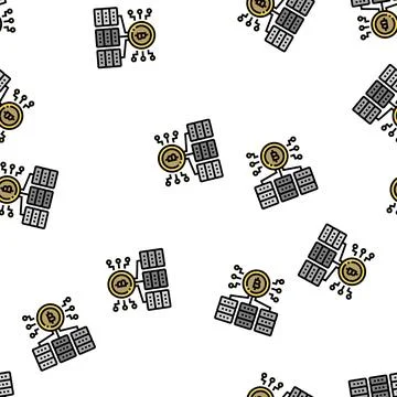 Mining cryptocurrency vector seamless pattern Stock Illustration