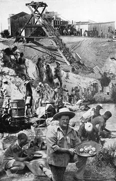 Mining development of the German colonies in Africa diamond mining copper Stock Illustration