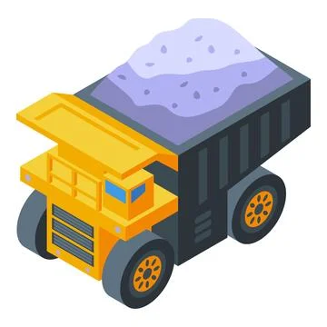 Mining dump truck icon isometric vector. Gold mine Illustrazione stock