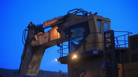  Mining dump truck loading by wheel loader. Excavator bucket Stock Footage 61851137