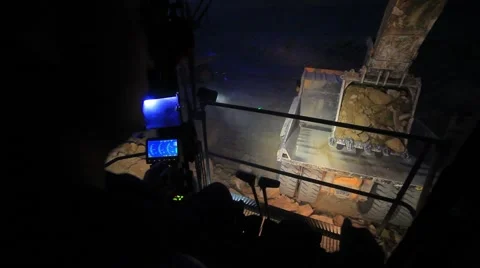 Mining dump truck loading by wheel loader. Stock Footage 61851149