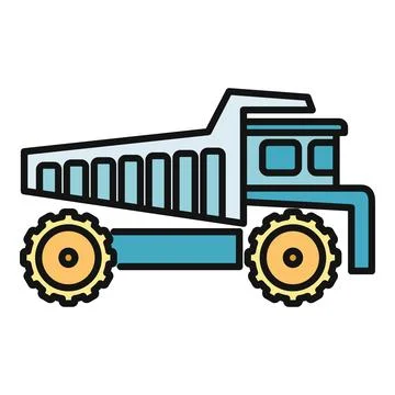 Mining dump truck outline icon vector illustration Stock Illustration