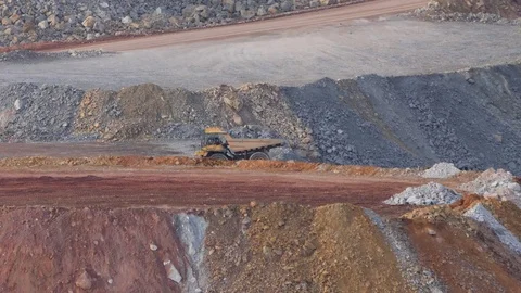 Mining dump truck unloading Stock-Footage 81734639