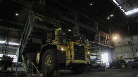 Mining dump truck in the workshop Stock-Footage 47137772