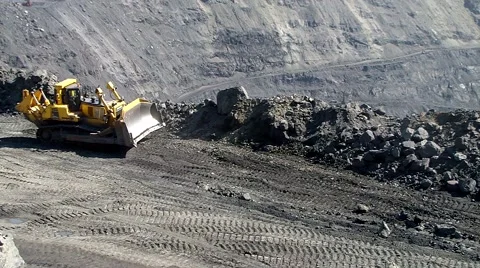 Mining dump trucks in the open pit mine Stock Footage 51155200