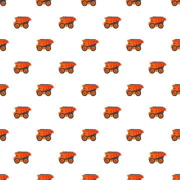 Mining dump trucks seamless pattern on white background イラスト素材