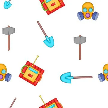Mining elements pattern, cartoon style Stock Illustration