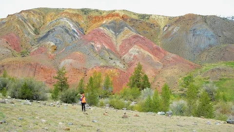 Mining engineer, a geologist in the protective reflective vest, gloves and Stock Footage 79460261