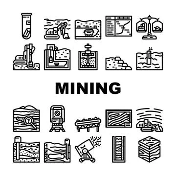 Mining engineer industry icons set vector Stock Illustration