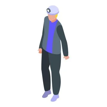 Mining engineer wearing protective clothes and headlamp is standing 库存插图