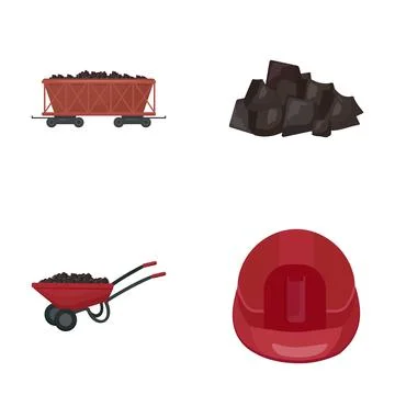 Mining equipment and resources displaying coal production process Stock Illustration