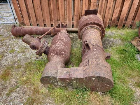 Mining equipment laying on the ground Stock Photos