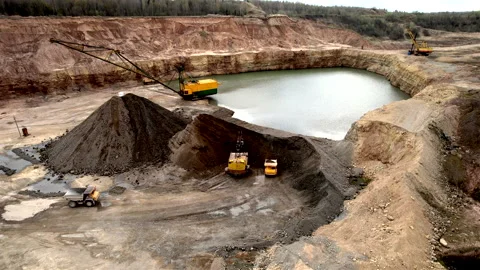Mining excavator loading dolomite minerals in haul truck. Stock Footage 191153112