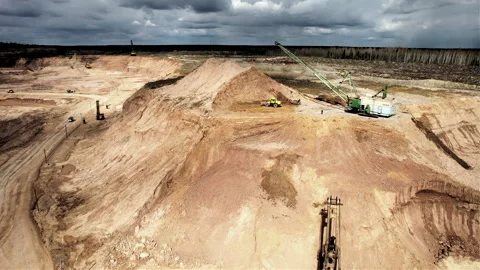 Mining excavator loading dolomite minerals in haul truck. Stock Footage 194009371
