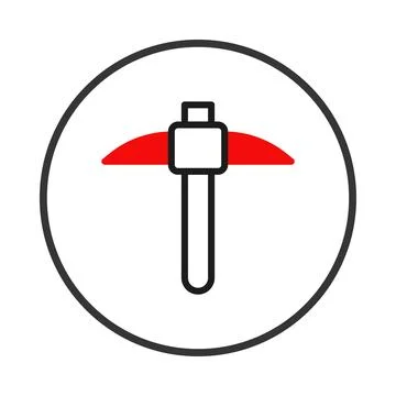 Mining exploration emblem depicting a pickaxe tool representing mineral ext.. Stock Illustration