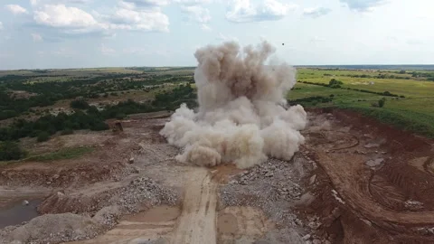 Mining explosion drone aerial 4k Stock Footage 311089129