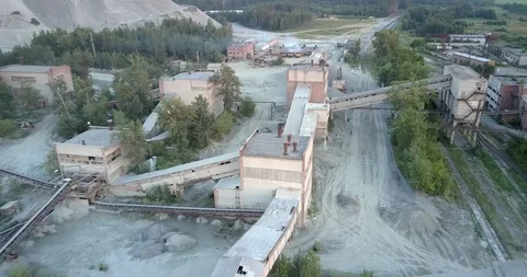 Mining factory with outdated constructions and equipment Stock Footage 115670424