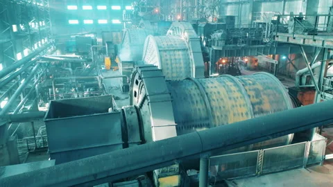 Mining factory premises with functioning grinding mills Video stock 149690241