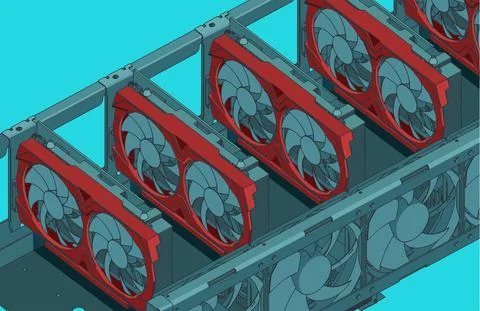 Mining farm close-up illustration 스톡 일러스트