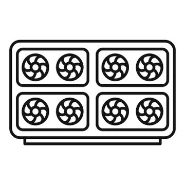 Mining farm computer icon, outline style 스톡 일러스트